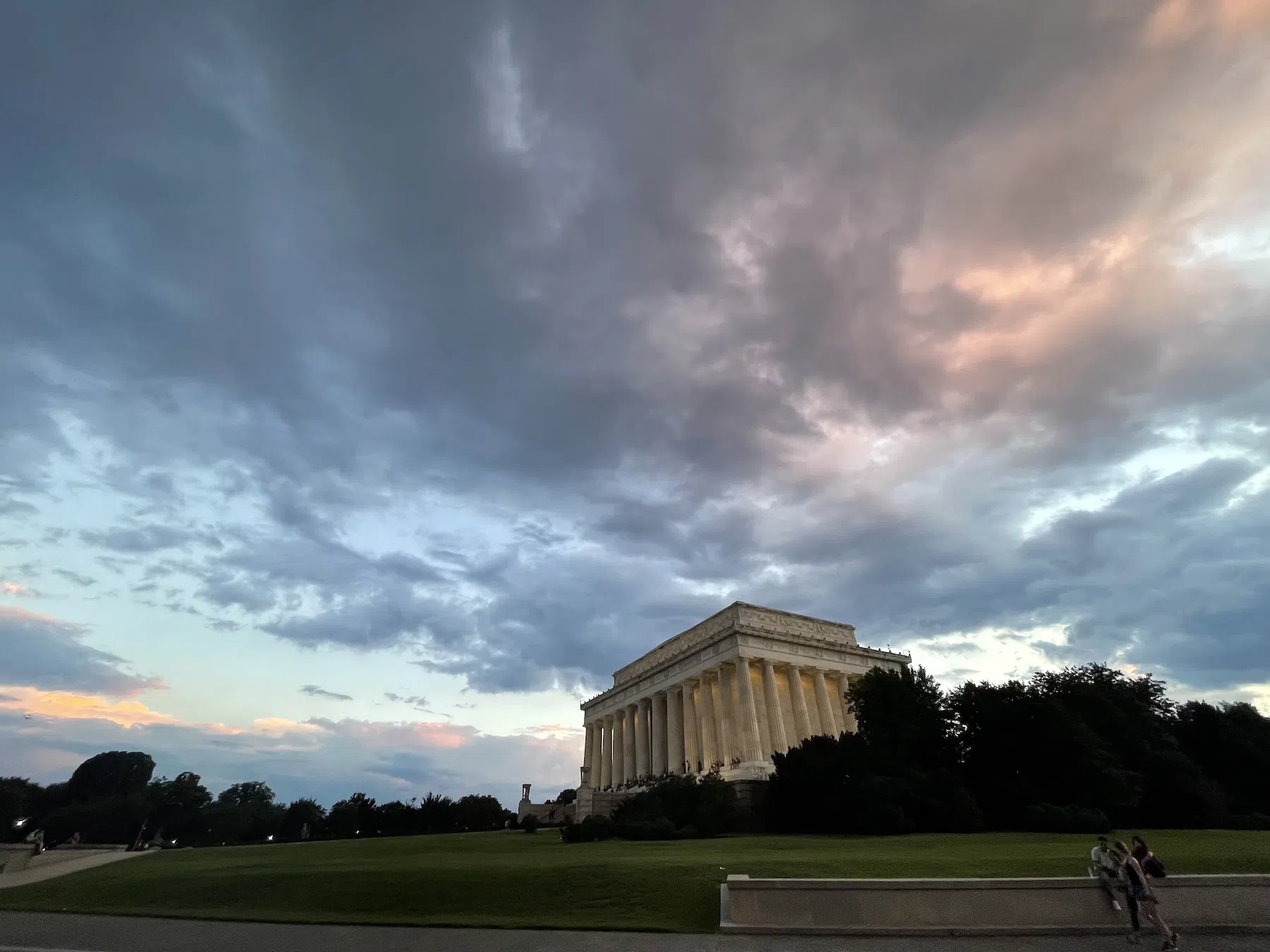 Sunset after a rainstorm over the Lincoln Memorial