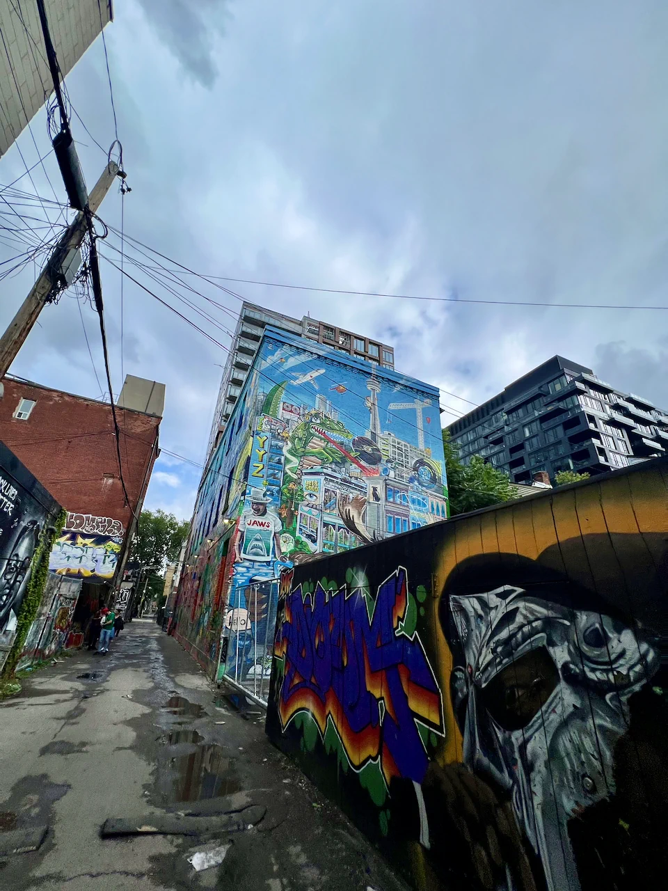 Wide angle shot of part of Graffiti Alley